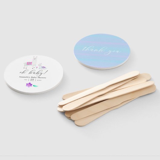 Cute Waterverf Llama met het thema Baby shower Handwaaier (Niet-gemonteerd)