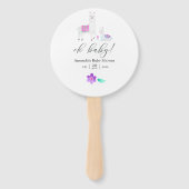 Cute Waterverf Llama met het thema Baby shower Handwaaier (Voorkant)