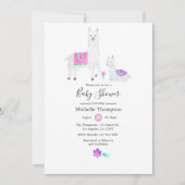 Cute Waterverf Llama met het thema Baby shower Kaart (Voorkant)
