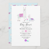 Cute Waterverf Llama met het thema Baby shower Kaart (Voorkant / Achterkant)