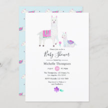 Cute Waterverf Llama met het thema Baby shower