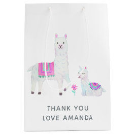 Cute Waterverf Llama met het thema Baby shower Medium Cadeauzakje