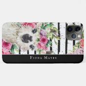Cute Waterverf Llama | Monogram Floral & Stripes Case-Mate iPhone Case (Achterkant (horizontaal))