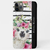Cute Waterverf Llama | Monogram Floral & Stripes Case-Mate iPhone Case (Achterkant)
