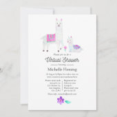 Cute Waterverf Llama - thema Virtueel Baby shower Kaart (Voorkant)