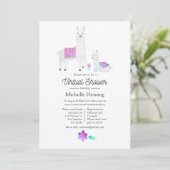 Cute Waterverf Llama - thema Virtueel Baby shower Kaart (Staand voorkant)