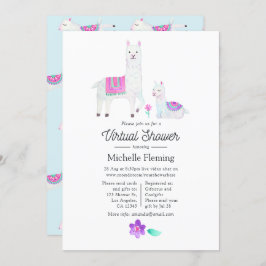 Cute Waterverf Llama - thema Virtueel Baby shower Kaart