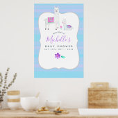 Cute Waterverf Llama themed Baby shower Welcome Poster (Keuken)