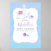 Cute Waterverf Llama themed Baby shower Welcome Poster (Voorkant)