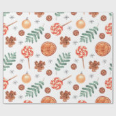 Cute Waterverf Lollipops Jingle Bells Kerstmis Cadeaupapier (Vlak)