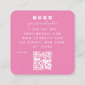 Cute Waterverf Macarons & Roze QR-code Vierkante Visitekaartje (Achterkant)