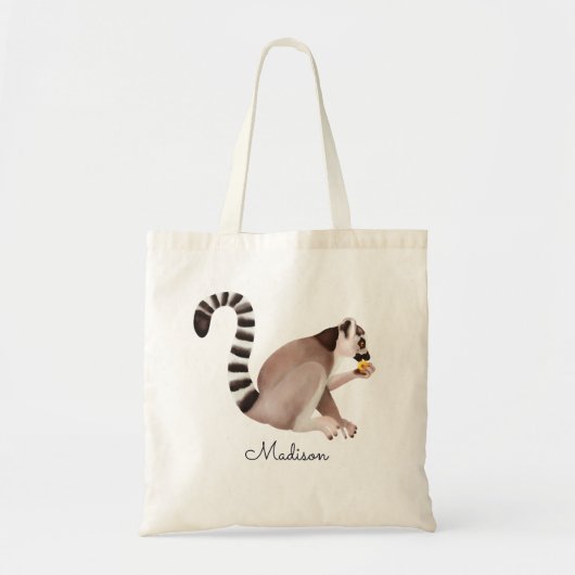 Cute Waterverf Madagascar Lemur gepersonaliseerd Tote Bag (Voorkant)