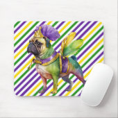 CUTE WATERVERF MARDI GRAS PUG DOG MUISMAT (Met muis)