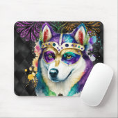 CUTE WATERVERF MARDI GRAS SIBERIAN HUSKY DOG MUISMAT (Met muis)