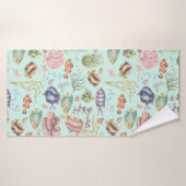 Cute Waterverf Marine Life Fish and Coral Badhanddoek (Badhanddoek)