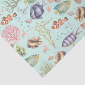 Cute Waterverf Marine Life Fish and Coral Tissuepapier (Detail)