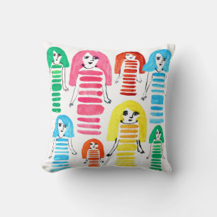 Cute waterverf meiden grappig plezier kussen