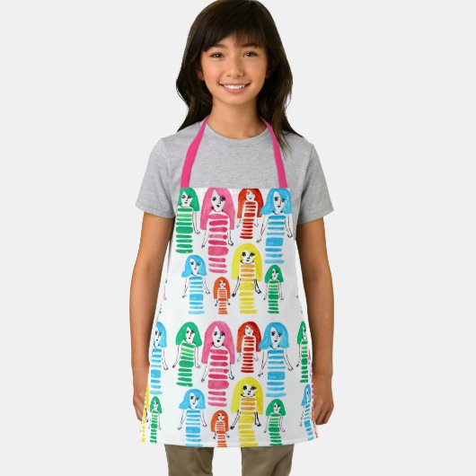 Cute waterverf meiden grappig plezier schort (Insitu)