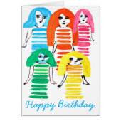 Cute waterverf meisjes funky moderne kunst (Voorkant)