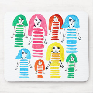 Cute waterverf meisjes funky moderne kunst muismat