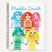 Cute waterverf meisjes funky moderne kunst notitieboek (Voorkant)
