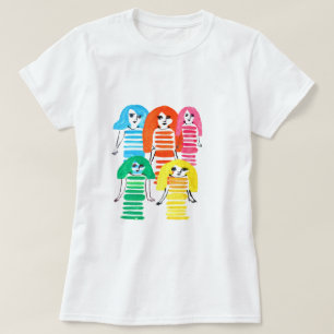 Cute waterverf meisjes funky moderne kunst t-shirt