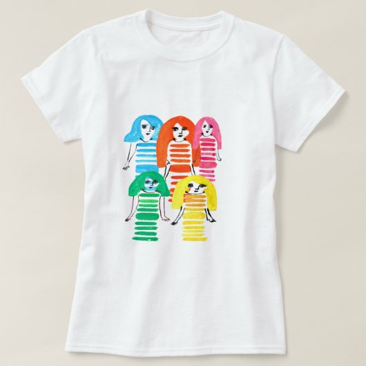 Cute waterverf meisjes funky moderne kunst t-shirt (Design voorkant)