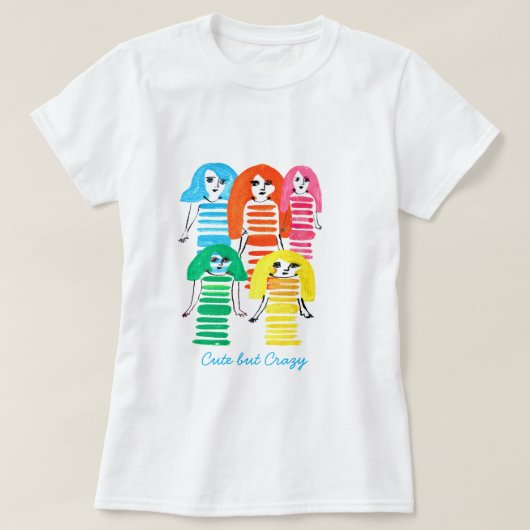 Cute waterverf meisjes funky moderne kunst t-shirt (Design voorkant)