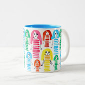 Cute waterverf meisjes funky moderne kunst tweekleurige koffiemok (Voorkant rechts)