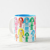 Cute waterverf meisjes funky moderne kunst tweekleurige koffiemok (Voorkant links)