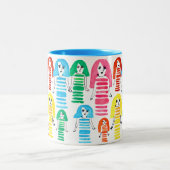 Cute waterverf meisjes funky moderne kunst tweekleurige koffiemok (Center)