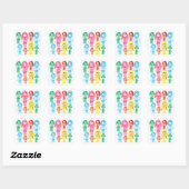 Cute waterverf meisjes funky moderne kunst vierkante sticker (Vel)