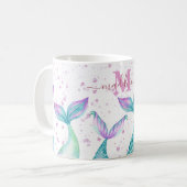Cute Waterverf Mermaid Monogrammed Koffiemok (Voorkant links)