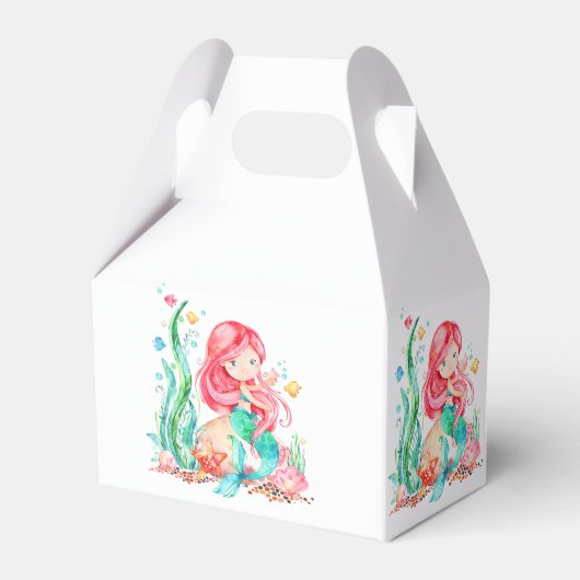 Cute Waterverf Mermaid under the Zee Baby shower Bedankdoosjes (Achterkant)