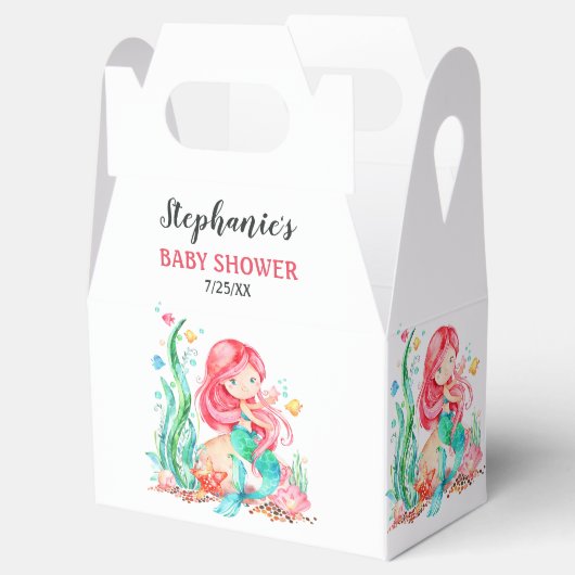 Cute Waterverf Mermaid under the Zee Baby shower Bedankdoosjes (Geopend)