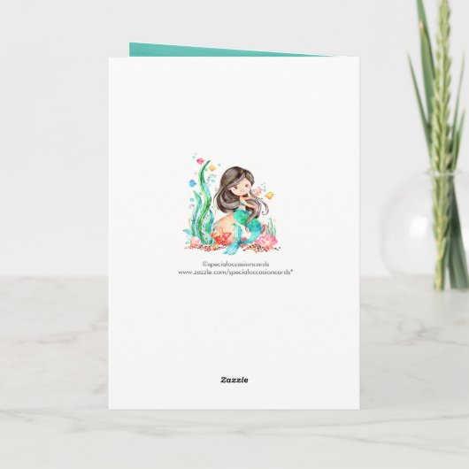 Cute Waterverf Mermaid under the Zee Baby shower Kaart (Achterkant)