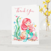 Cute Waterverf Mermaid under the Zee Baby shower Kaart (Gele Bloem)