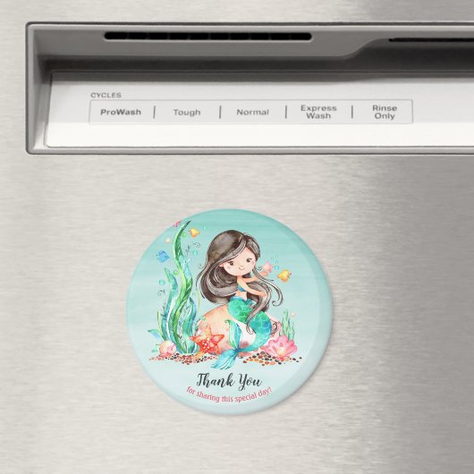 Cute Waterverf Mermaid under the Zee Baby shower  Magneet (Insitu (Vaatwasser))