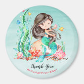 Cute Waterverf Mermaid under the Zee Baby shower Magneet (Voorkant)