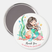 Cute Waterverf Mermaid under the Zee Baby shower Magneet (Voorkant / Achterkant)