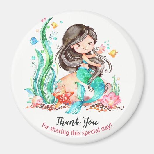 Cute Waterverf Mermaid under the Zee Baby shower Magneet (Voorkant)
