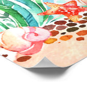 Cute Waterverf Mermaid under the Zee Baby shower Poster (Hoek)