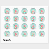 Cute Waterverf Mermaid under the Zee Baby shower Ronde Sticker (Vel)