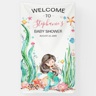 Cute Waterverf Mermaid under the Zee Baby shower Spandoek
