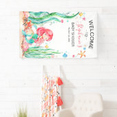 Cute Waterverf Mermaid under the Zee Baby shower Spandoek (Insitu)