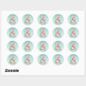 Cute Waterverf Mermaid under the Zee Birthday Cla Ronde Sticker (Vel)