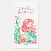 Cute Waterverf Mermaid under the Zee Birthday Pap Servet (Voorkant)