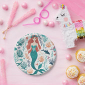 Cute Waterverf Mermaid under the Zee Birthday Papieren Bordje (Feest)