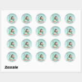 Cute Waterverf Mermaid under the Zee Birthday Ronde Sticker (Vel)