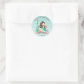 Cute Waterverf Mermaid under the Zee Birthday Ronde Sticker (Tas)